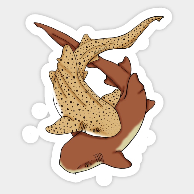 Carpet Shark Pair Sticker by HonuHoney